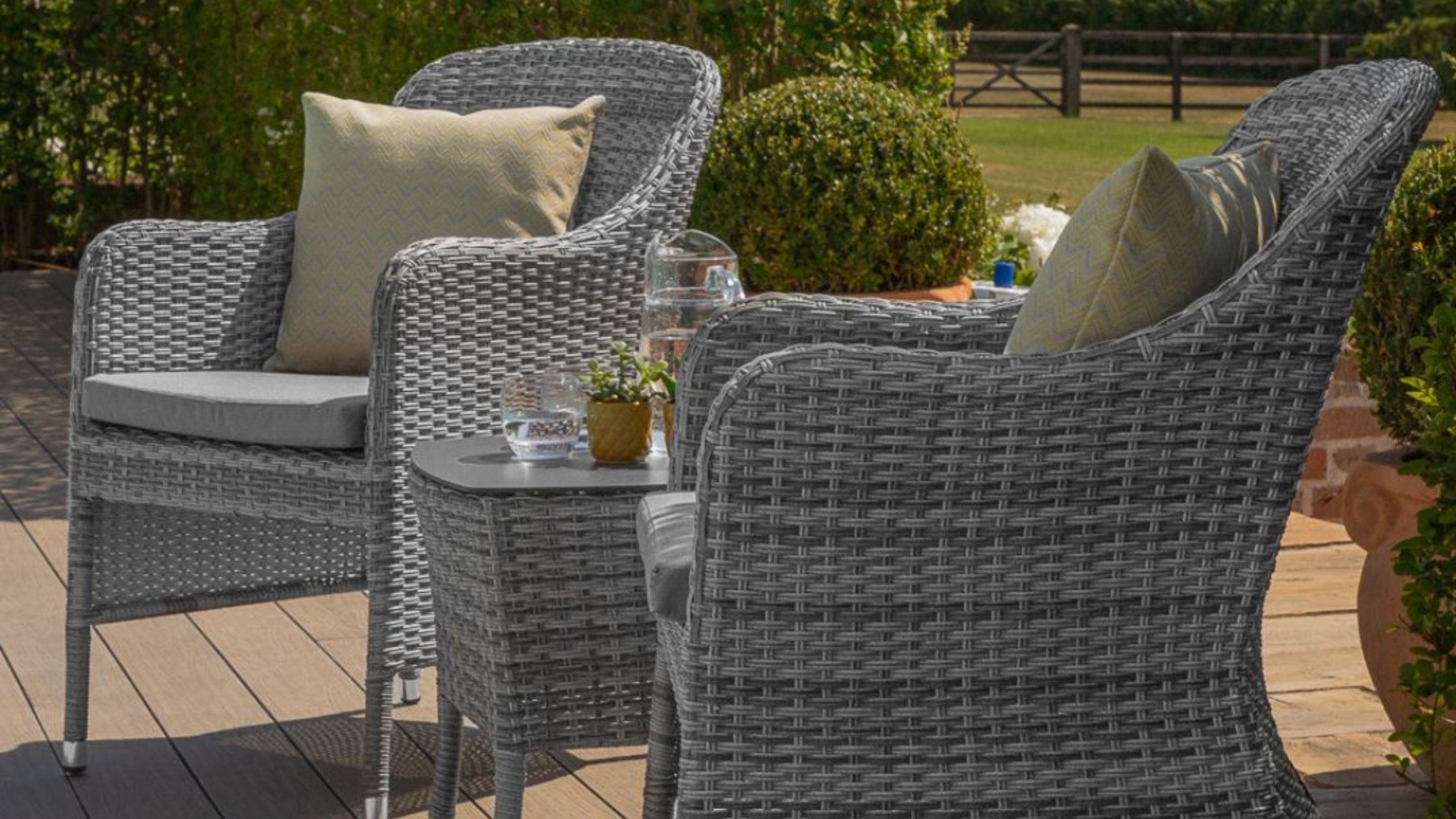 2 seat grey rattan bistro set.