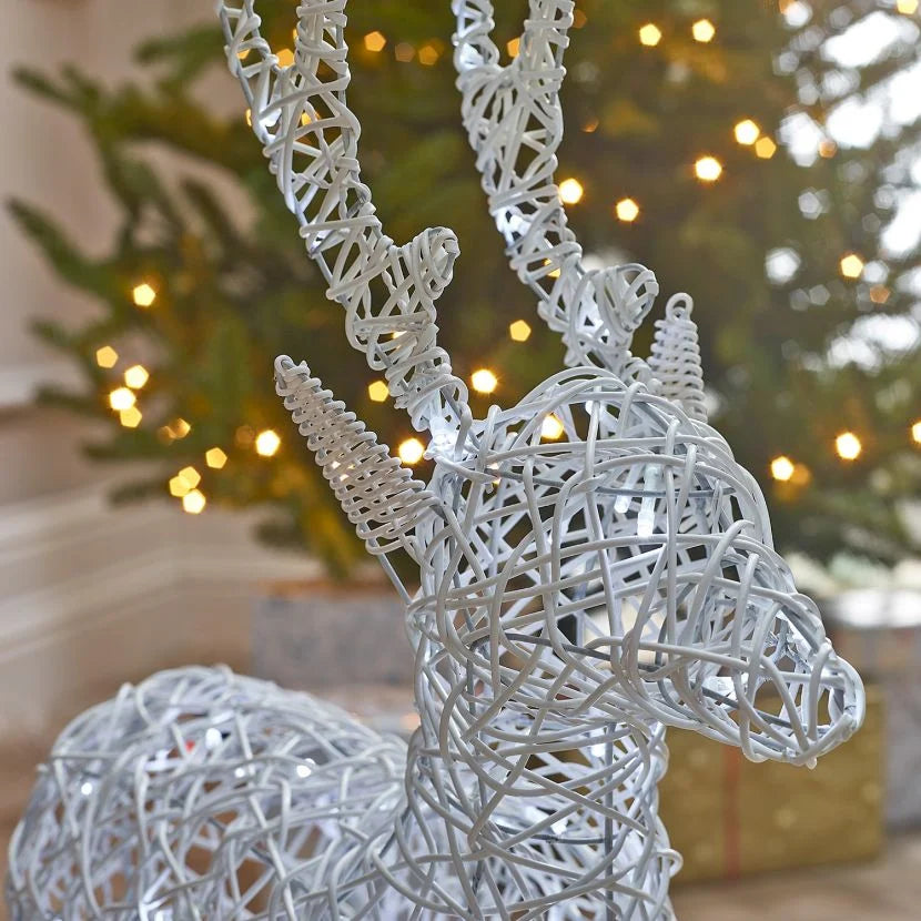 White 80cm Outdoor Rattan LED Reindeer