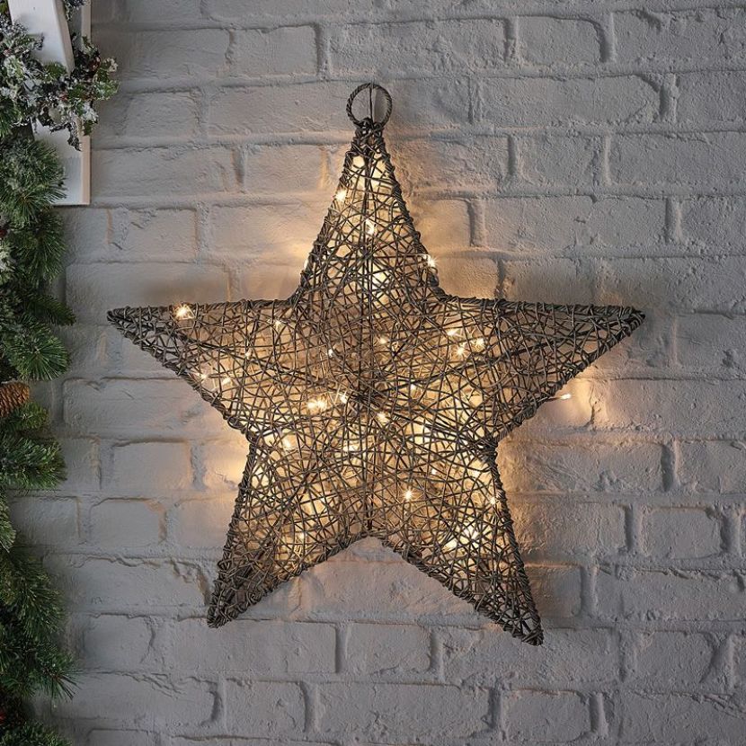 70cm Grey Wicker Christmas Star