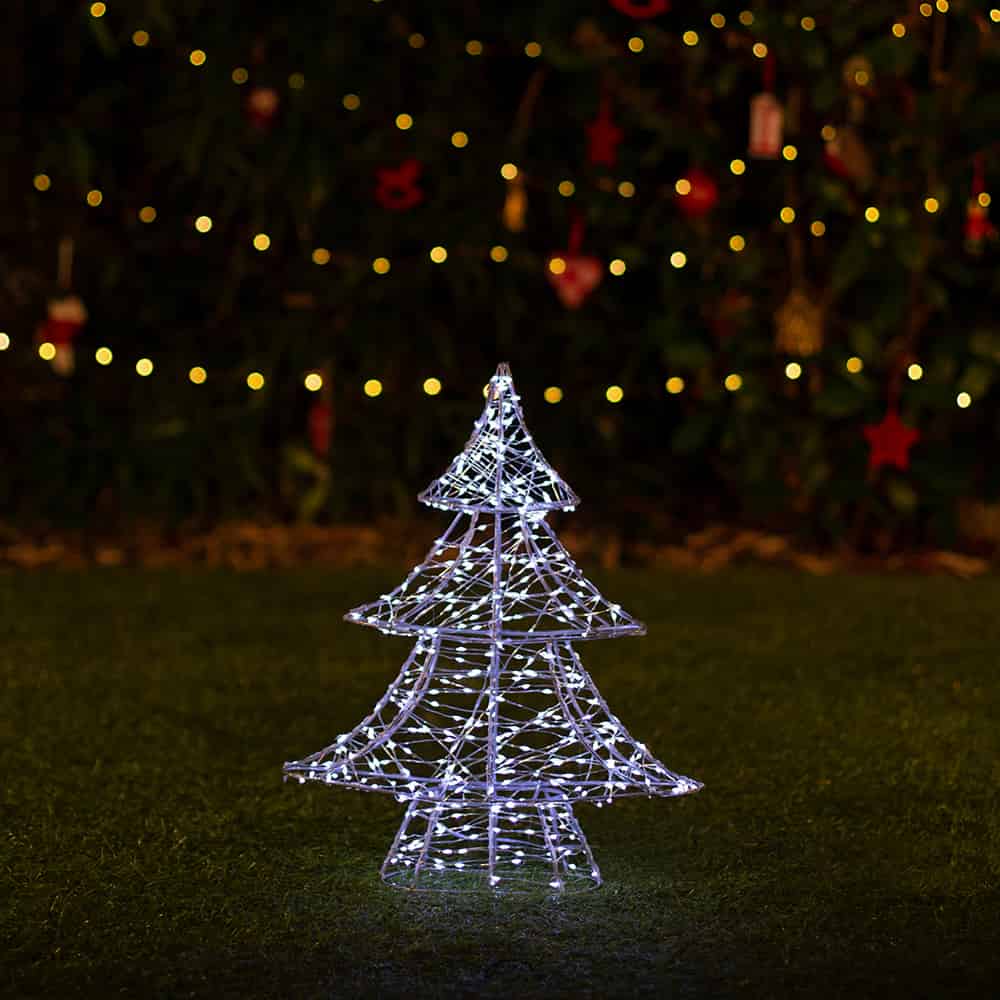 Small DualWhite Solar Christmas Tree LED