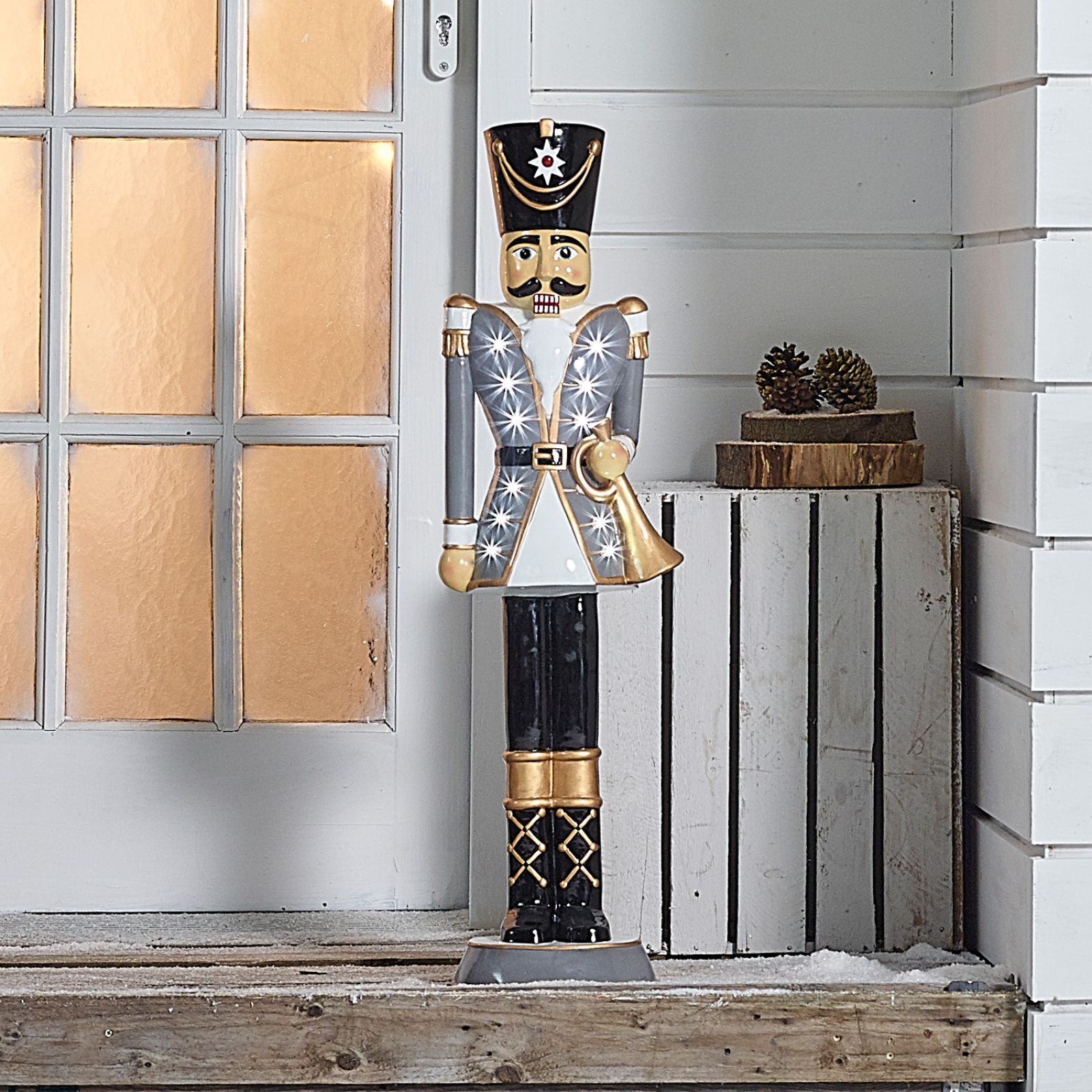 3ft Grey Christmas Nutcracker