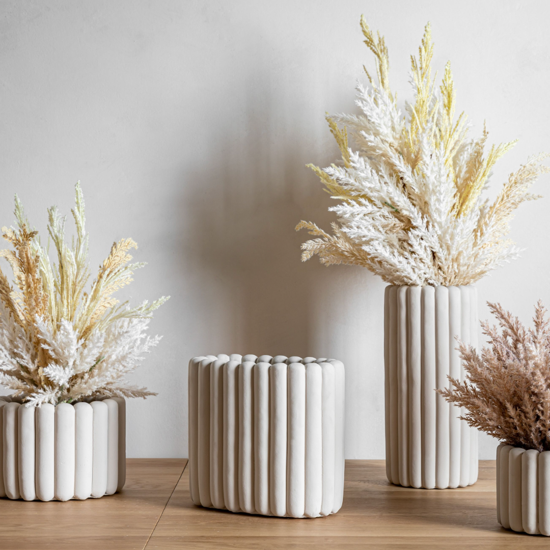 Taupe Ribbed Vase