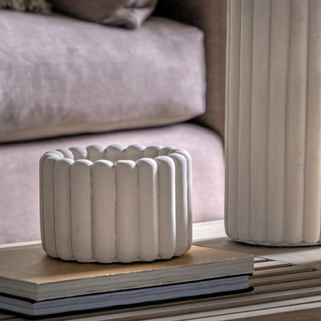Taupe Large Ribbed Vase