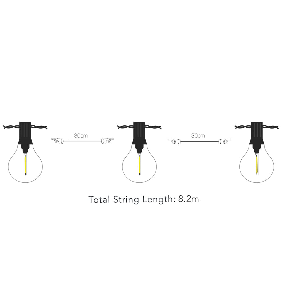 Solar Festoon Lights (Set Of 25 Glass Bulbs)