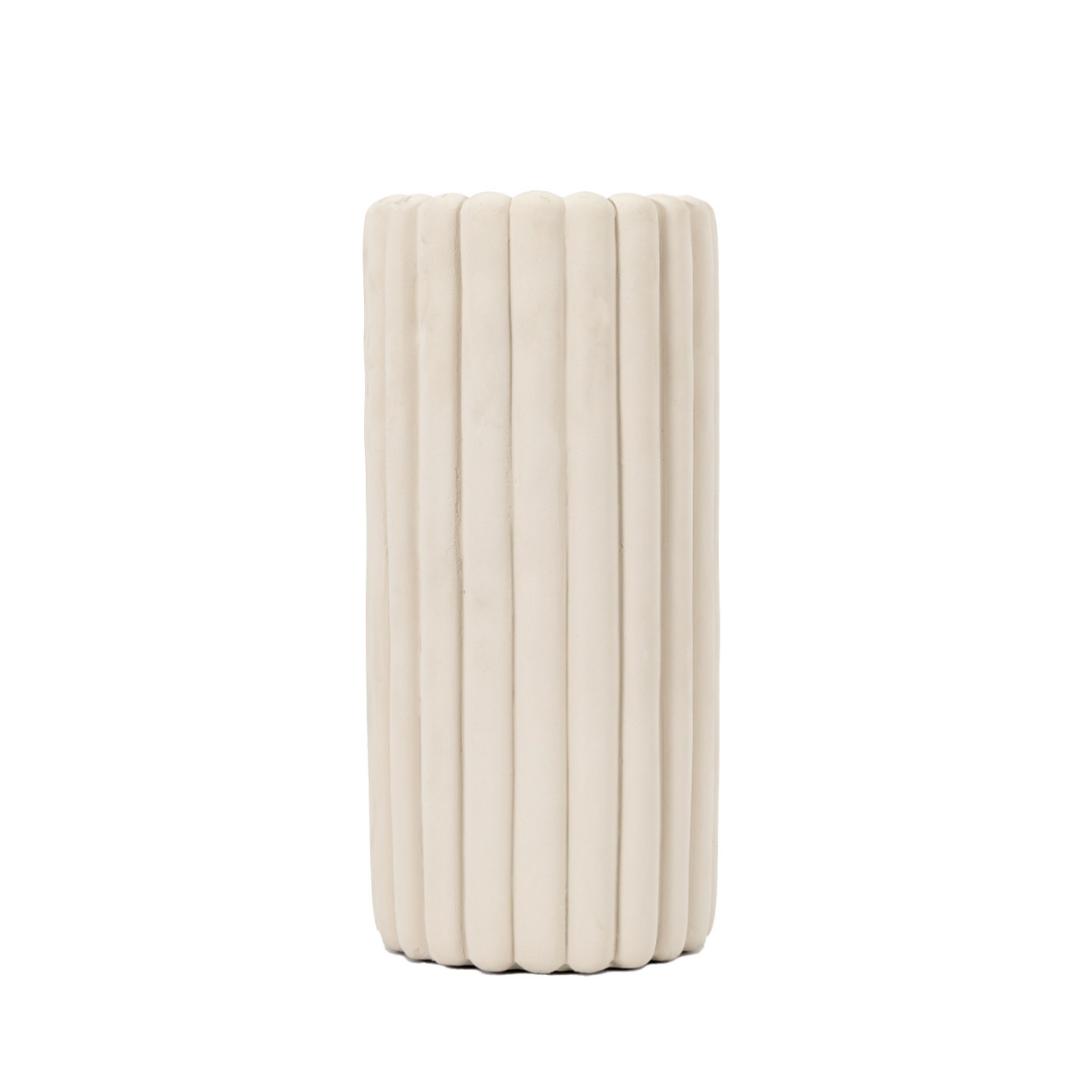 Taupe Ribbed Vase
