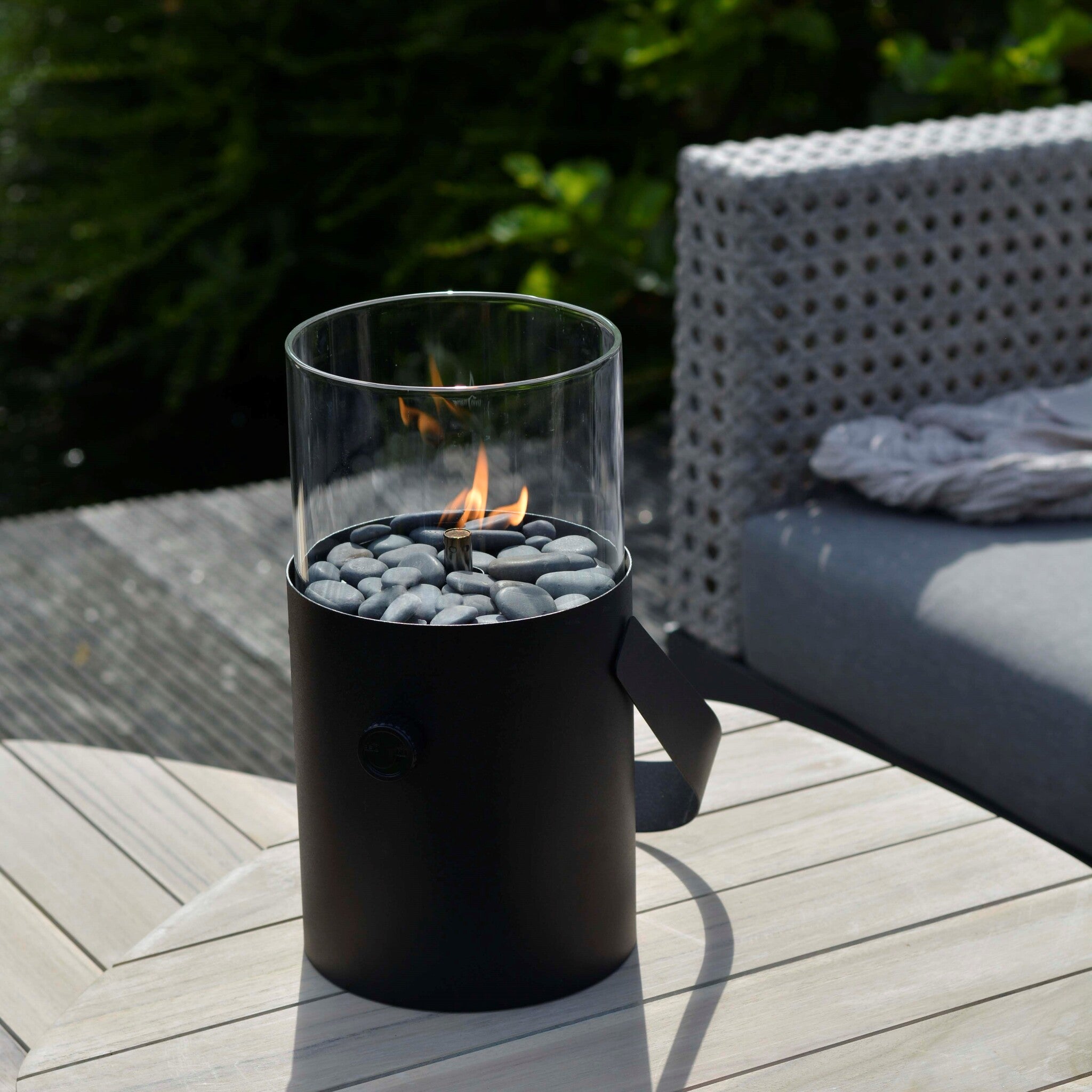 Black Portable Table Top Fire Lantern