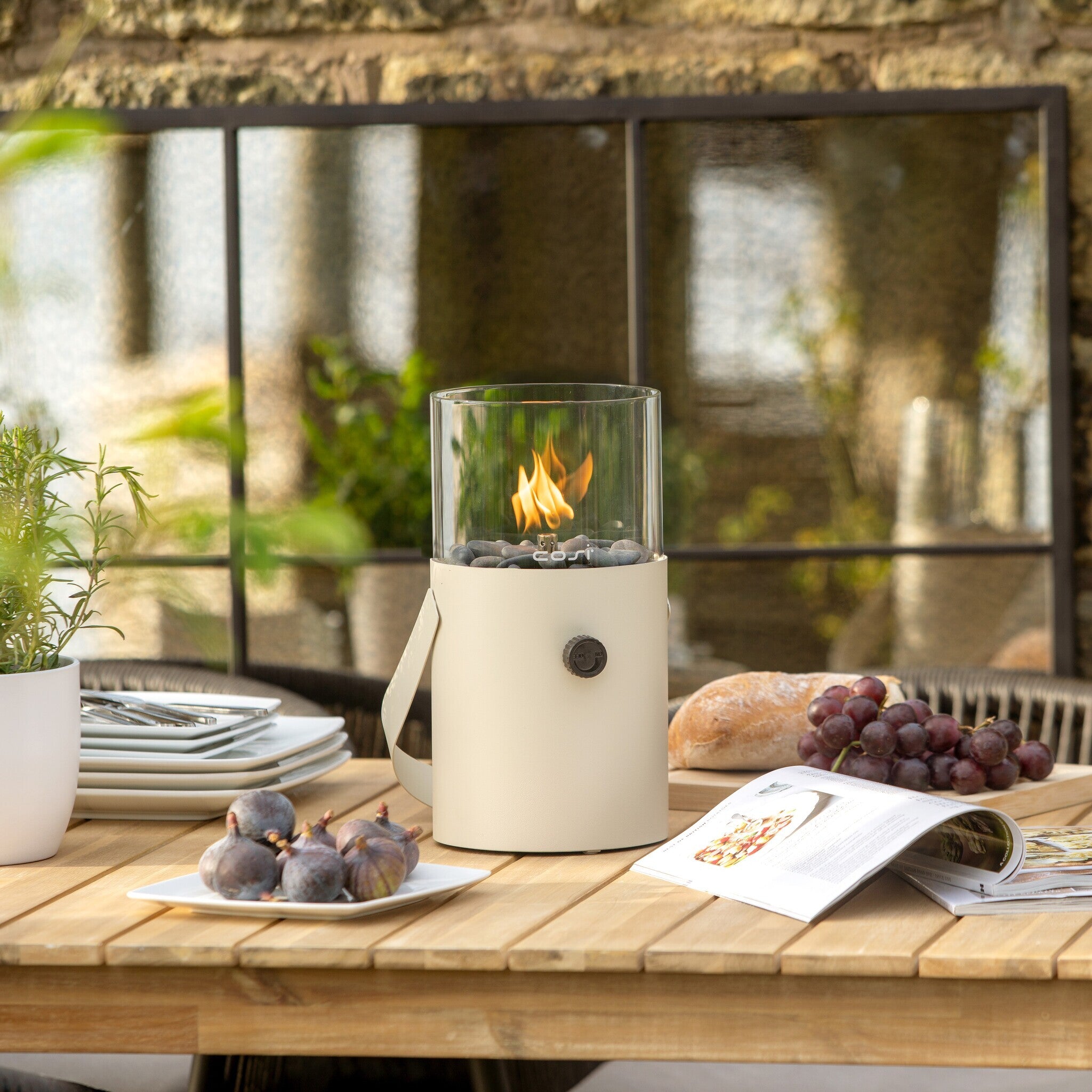Ivory Portable Table Top Fire Lantern