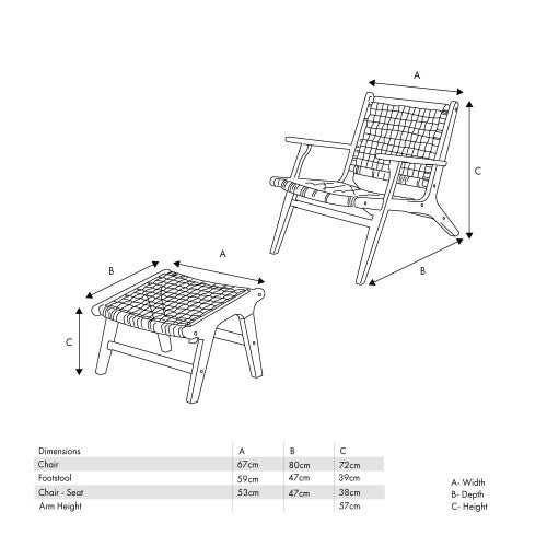 Sesto Acacia Chair and Hocker Set