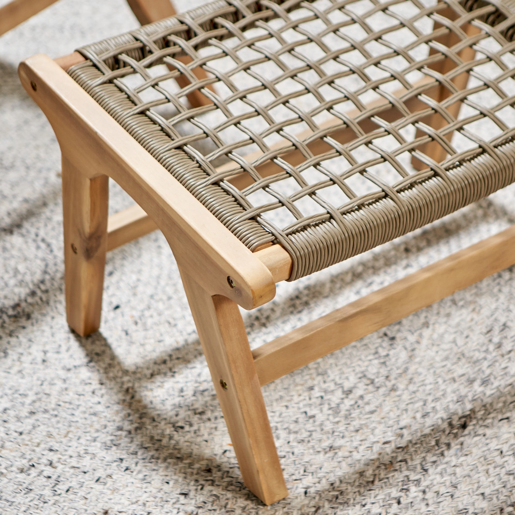Sesto Acacia Chair and Hocker Set
