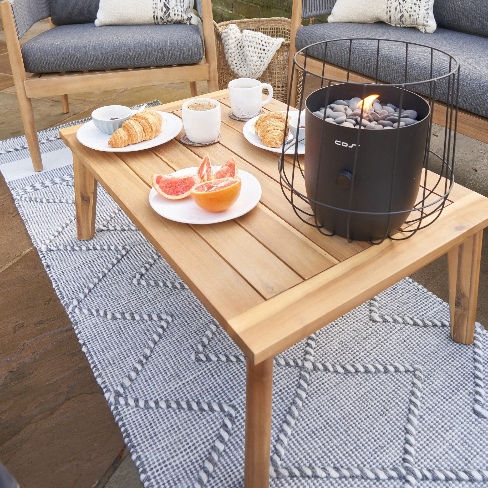 Grey Acacia & Rope Lounge Set