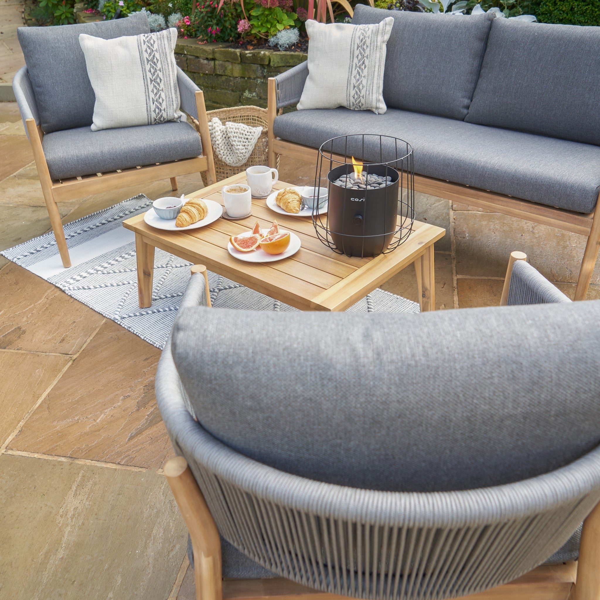 Grey Acacia & Rope Lounge Set