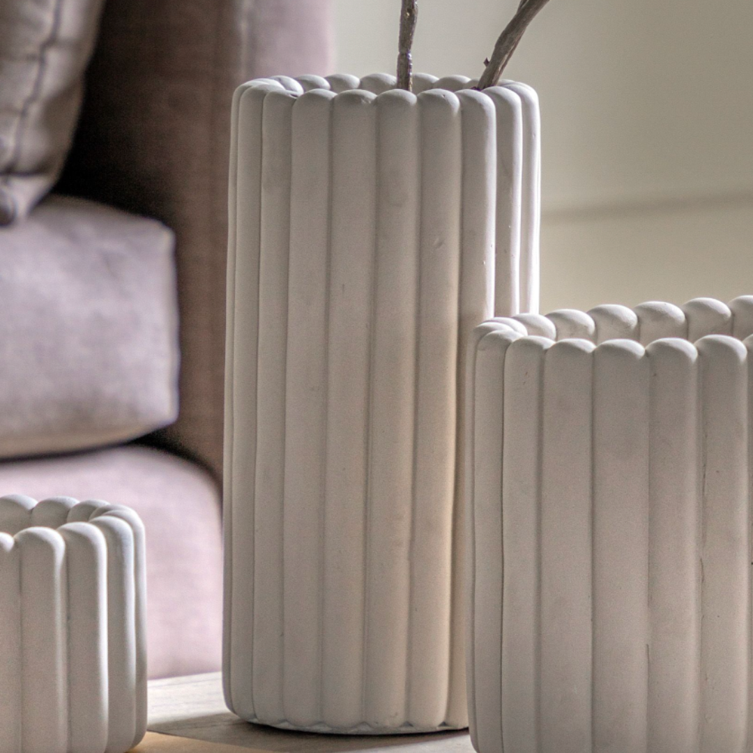 Taupe Ribbed Vase