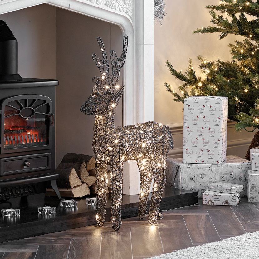 80cm Outdoor Rattan LED Reindeer