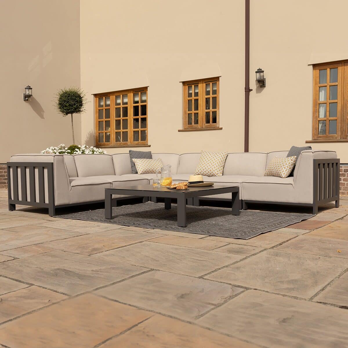Oatmeal Medium Corner Sofa Set