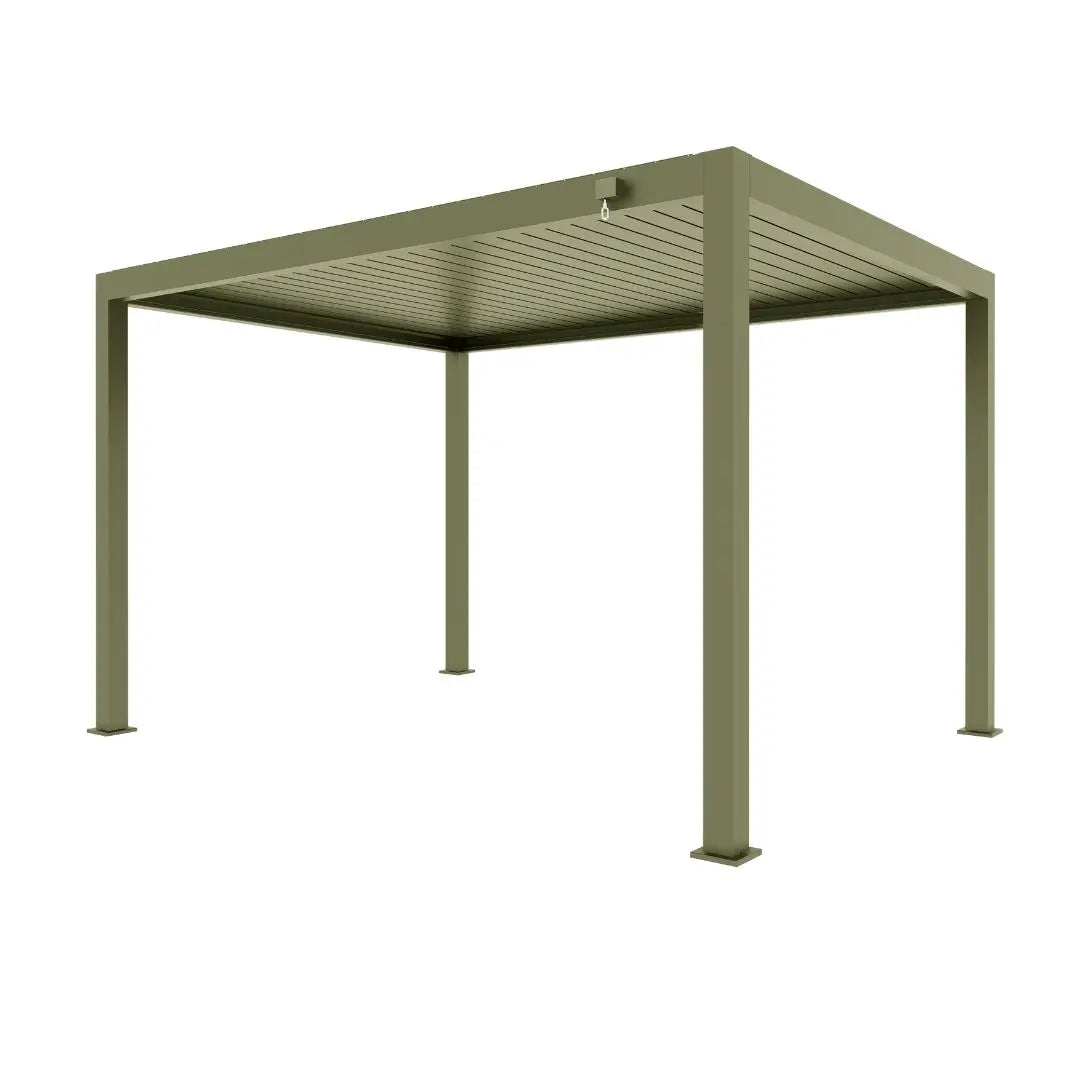 Neptune Deluxe LED Aluminium Pergola - 3m x 4m in Olive Green