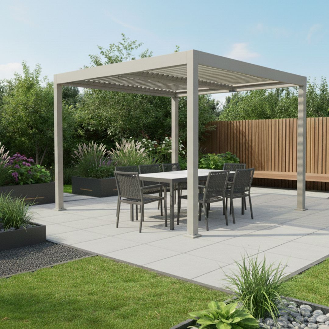 Athena Aluminium Pergola - 3m x 3m in Stone Grey