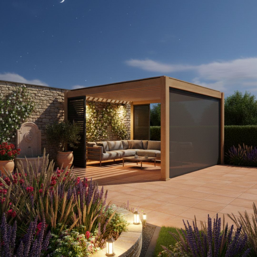 Hemera Deluxe Aluminium Pergola - 4m x 3m in Light Oak