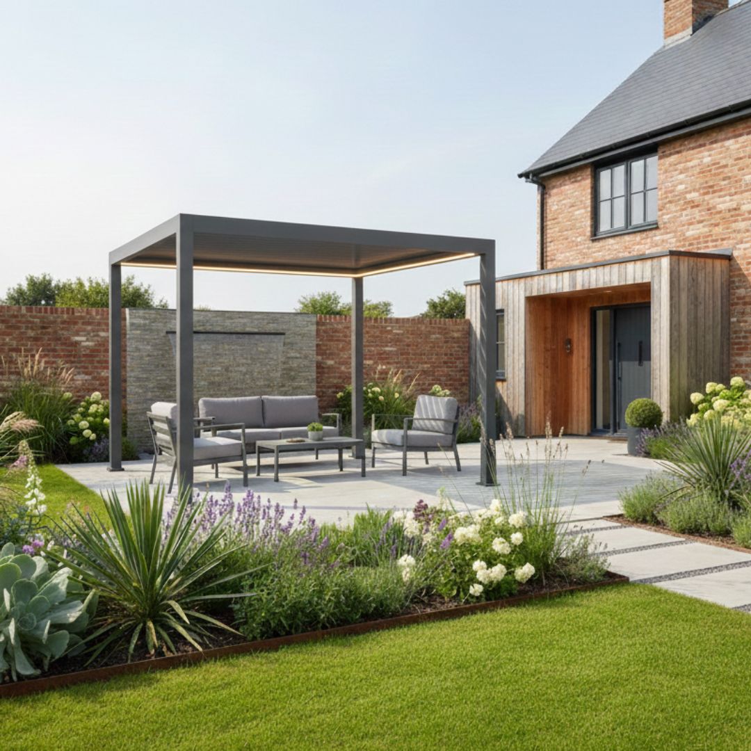 Neptune Deluxe LED Aluminium Pergola - 3m x 3m in Grey