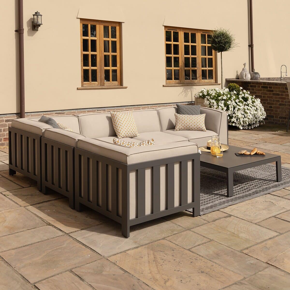 Oatmeal Medium Corner Sofa Set