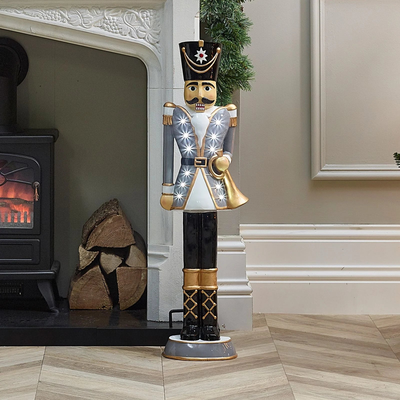3ft Grey Christmas Nutcracker