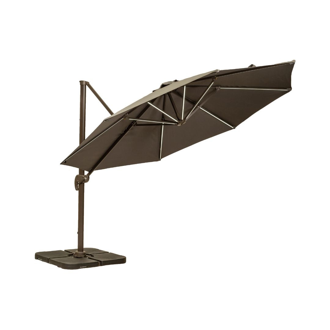 Grey 3.5m Cantilever Solar Powered LED Parasol #colour_grey