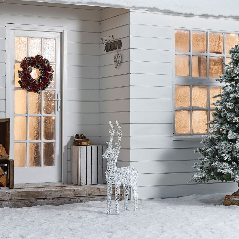 White 100cm Outdoor Rattan LED Reindeer
