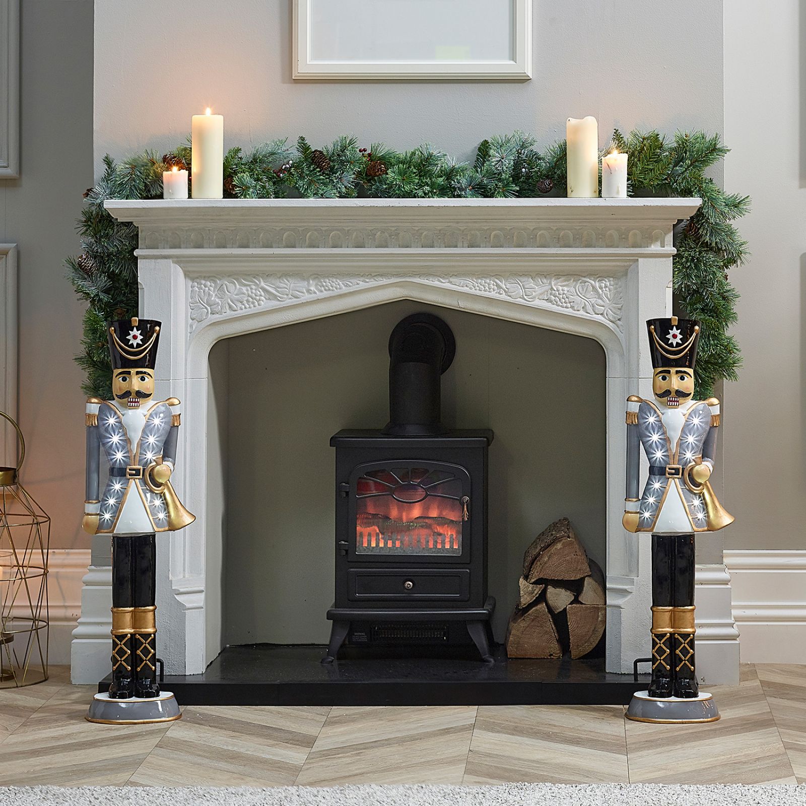 3ft Grey Christmas Nutcracker