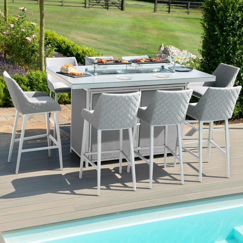 Fabric 8 seat rectangular fire pit bar set #colour_lead chine