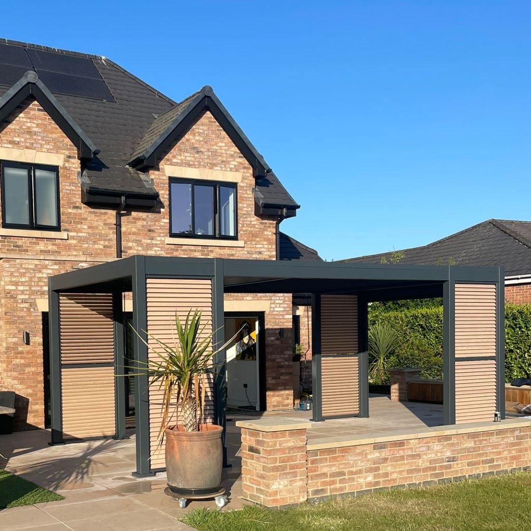 Hemera Deluxe Aluminium Pergola With 8 Legs - 6m x 3m in Grey