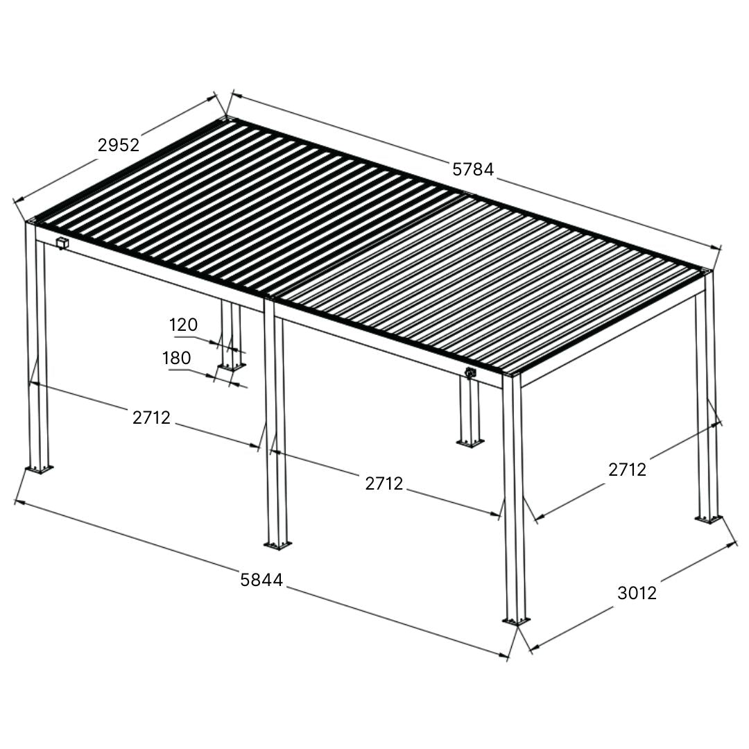 Neptune Deluxe LED Aluminium Pergola - 3m x 6m in Olive Green