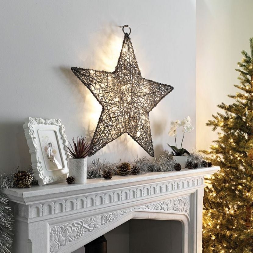 70cm Grey Wicker Christmas Star