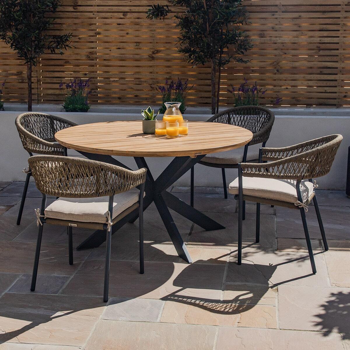 Olive Bali 4 Seat Round Dining Set