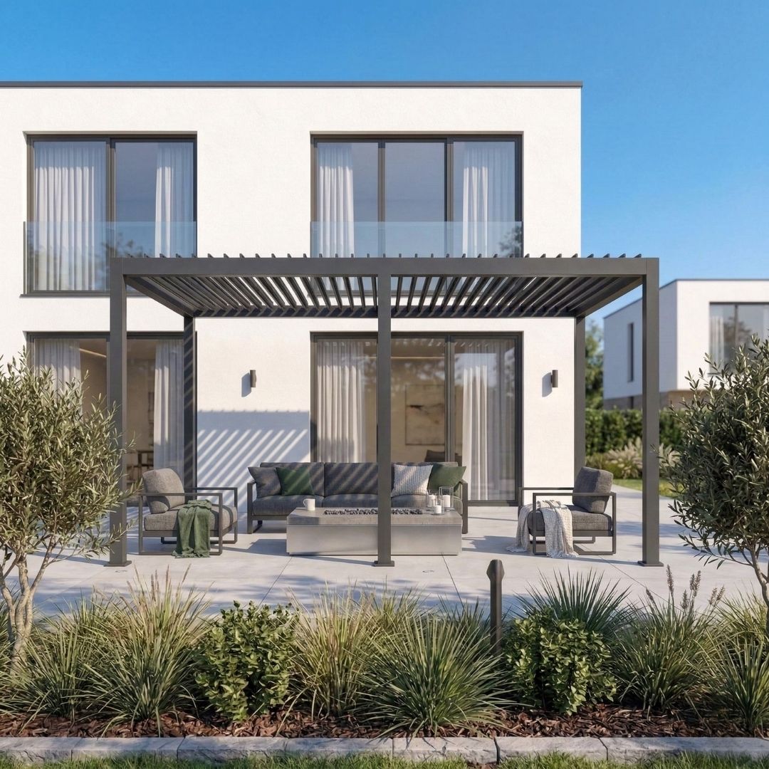 Hemera Deluxe Aluminium Pergola - 6m x 3m in Grey