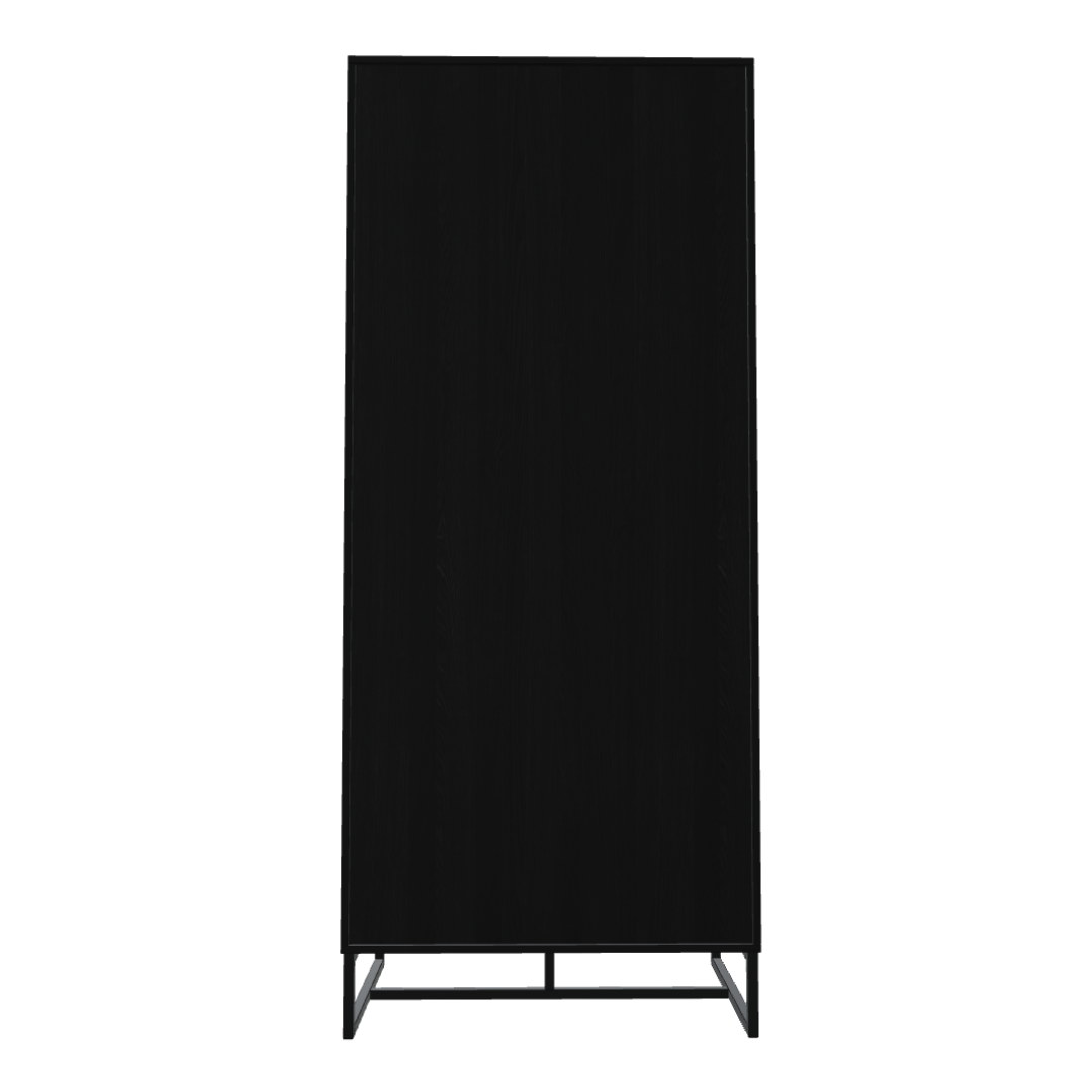Black Rattan Wardrobe