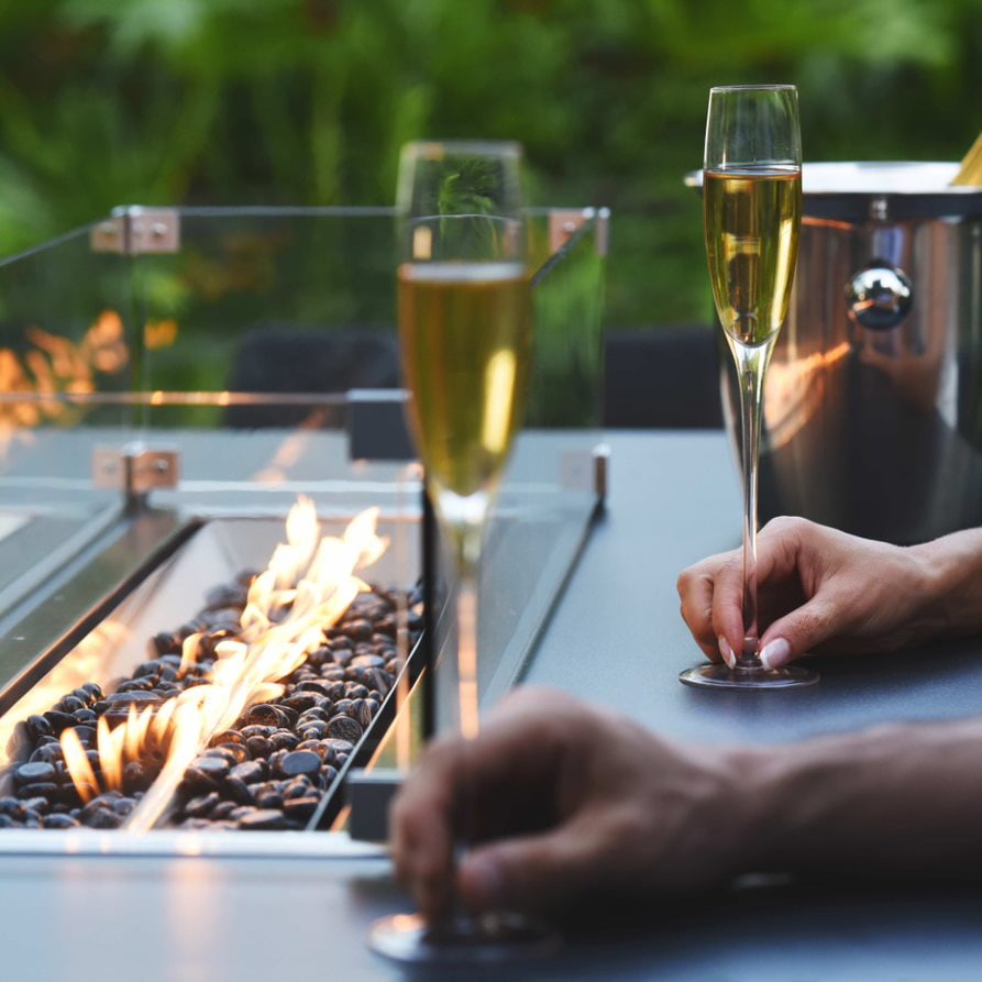 Rectangular fire pit bar table