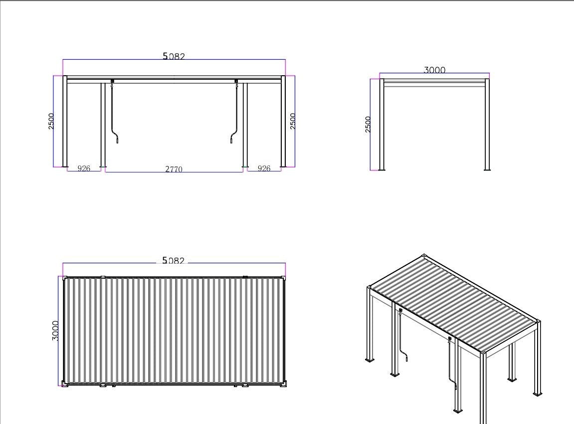 Hemera Deluxe Aluminium Pergola With 8 Legs - 5m x 3m in Grey