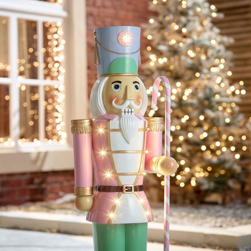 3ft Pink Christmas Nutcracker with Cane