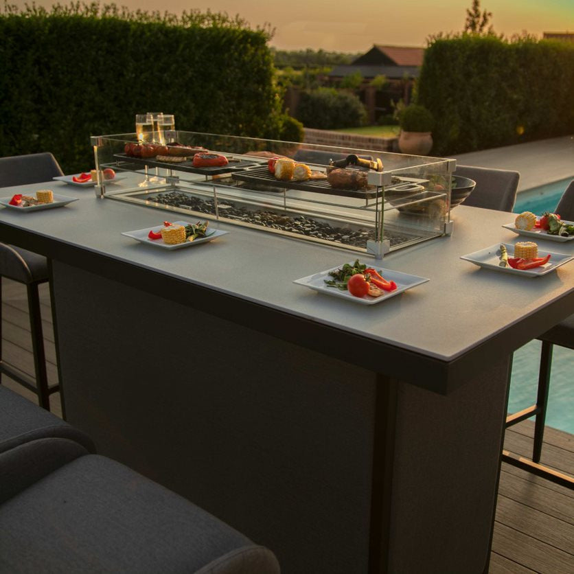 Rectangular fire pit bar table