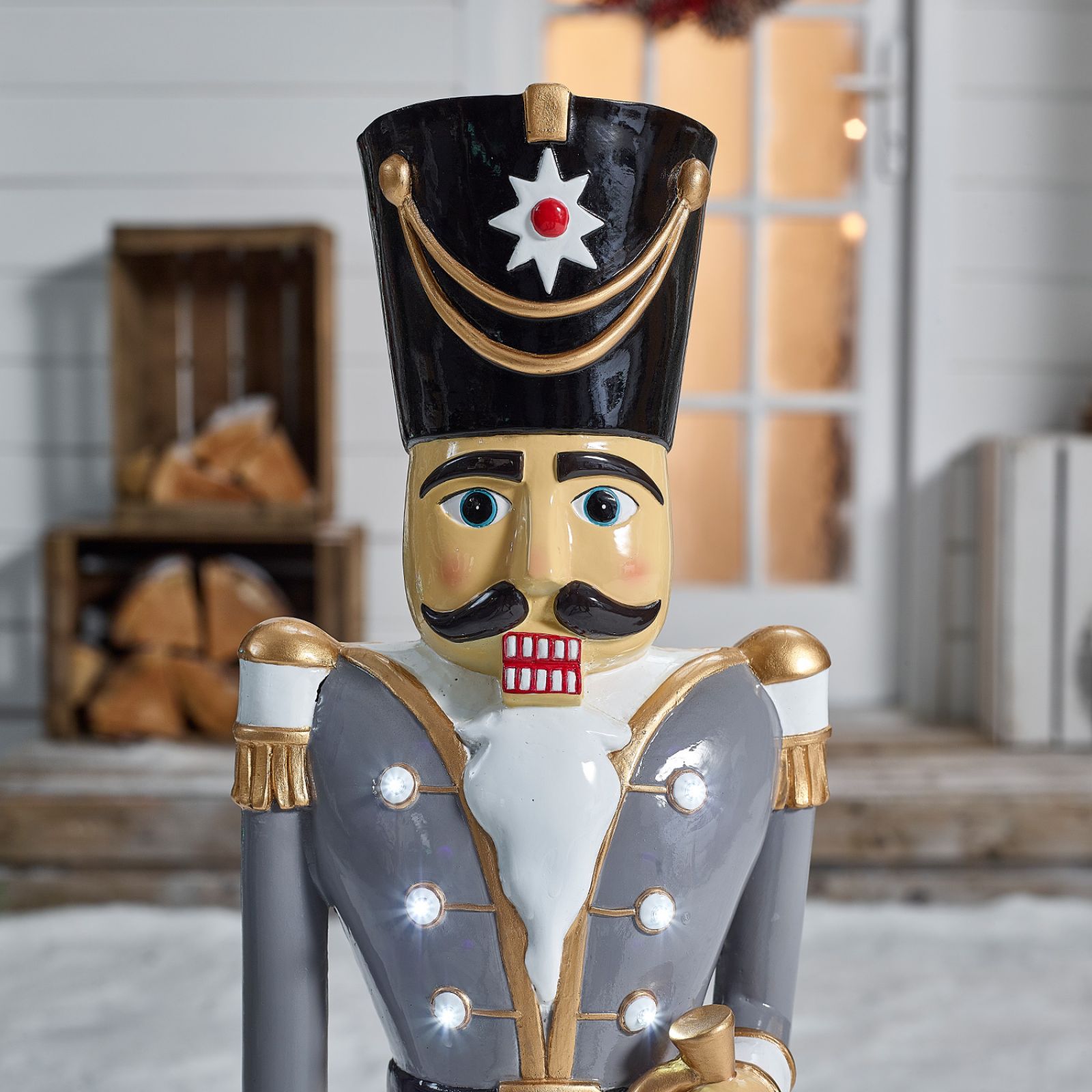 3ft Grey Christmas Nutcracker