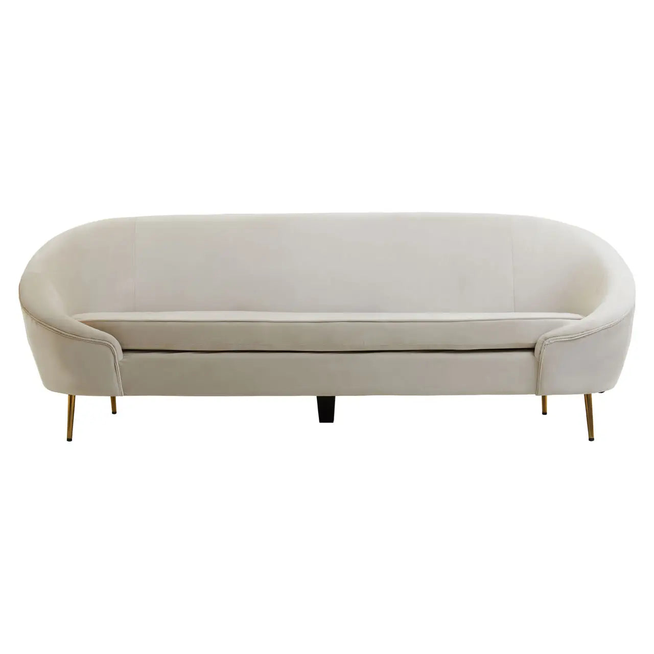Beige Velvet 3 Seat Sofa