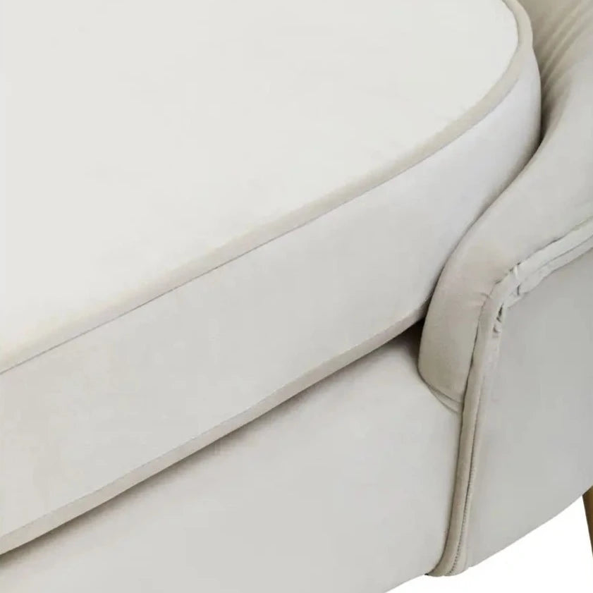 Beige Velvet 3 Seat Sofa