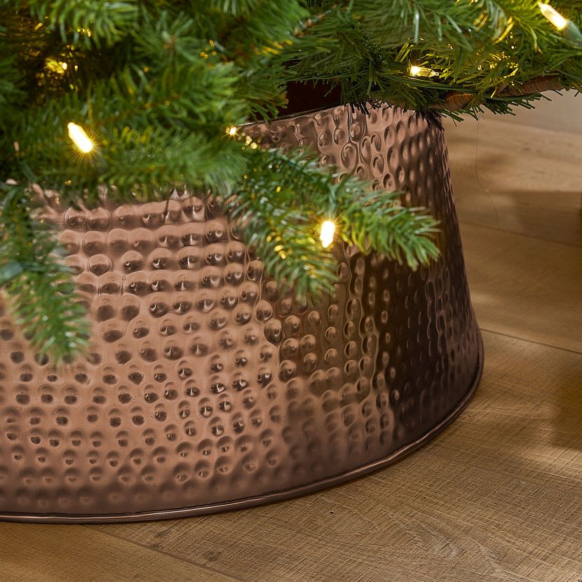 Rose Gold Hammered Metal Tree Skirt