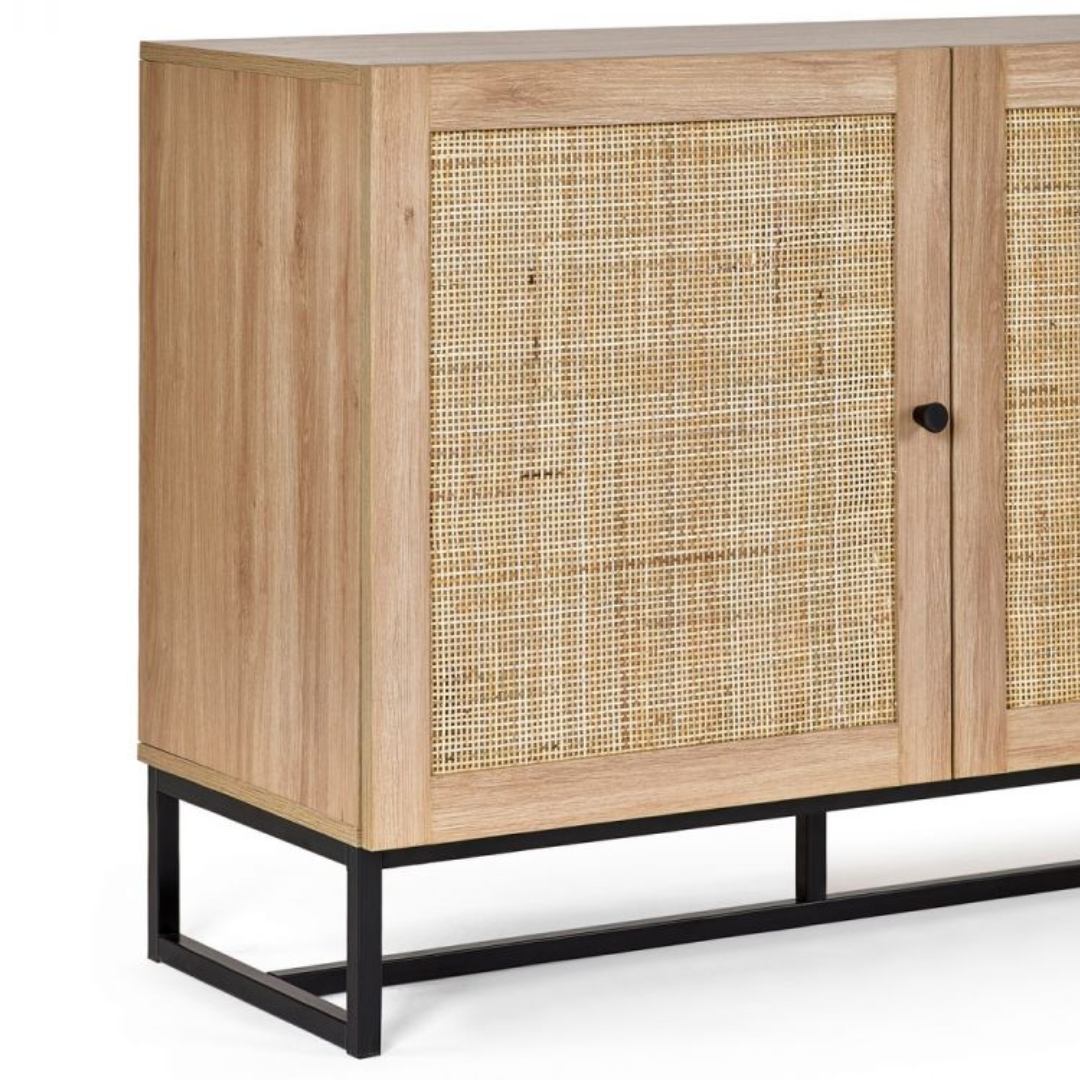 oak rattan sideboard