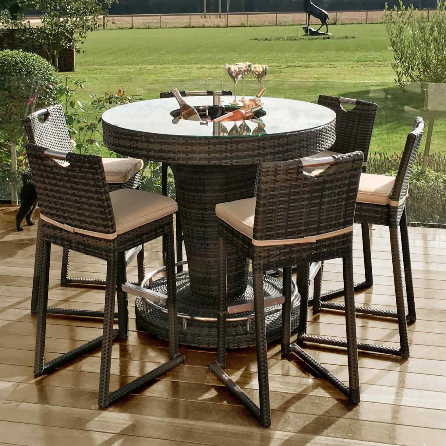 6 Seat Round Bar Set with Ice Bucket #colour_brown