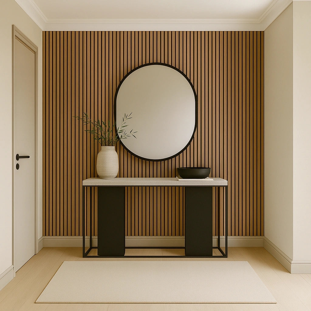 Residence – Medium Oak & Black Waterproof Wall Panel • Pack of 4