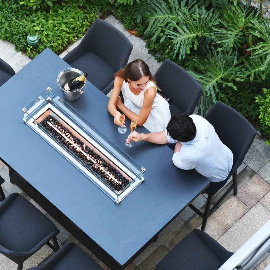 Fabric 8 seat rectangular fire pit bar set #colour_charcoal
