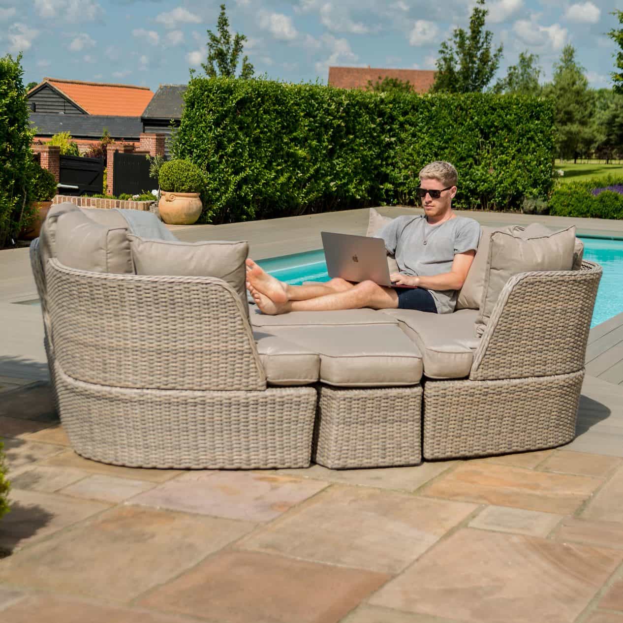 Grey Rattan Daybed