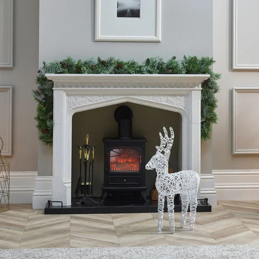 White 80cm Outdoor Rattan LED Reindeer