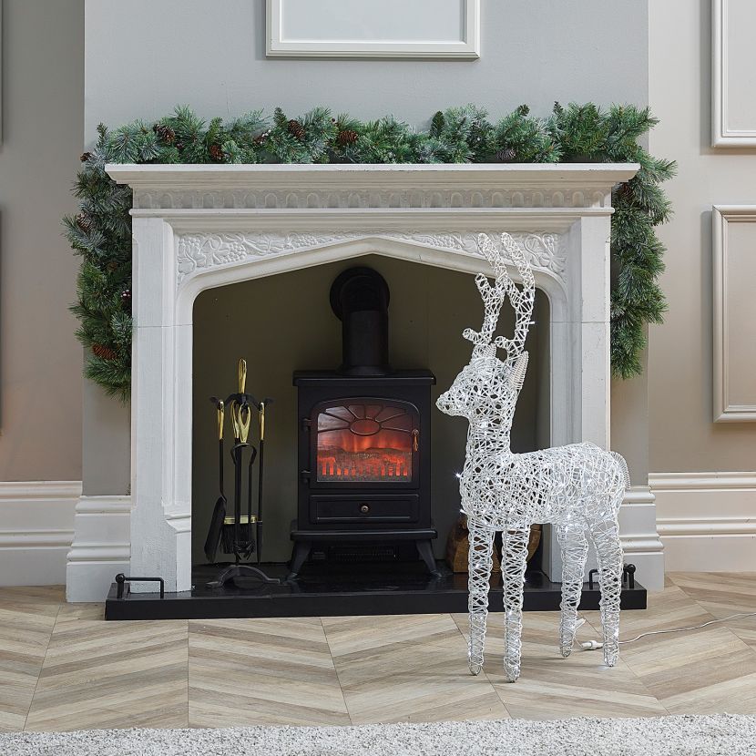 White 100cm Outdoor Rattan LED Reindeer