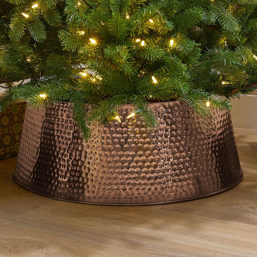 Rose Gold Hammered Metal Tree Skirt